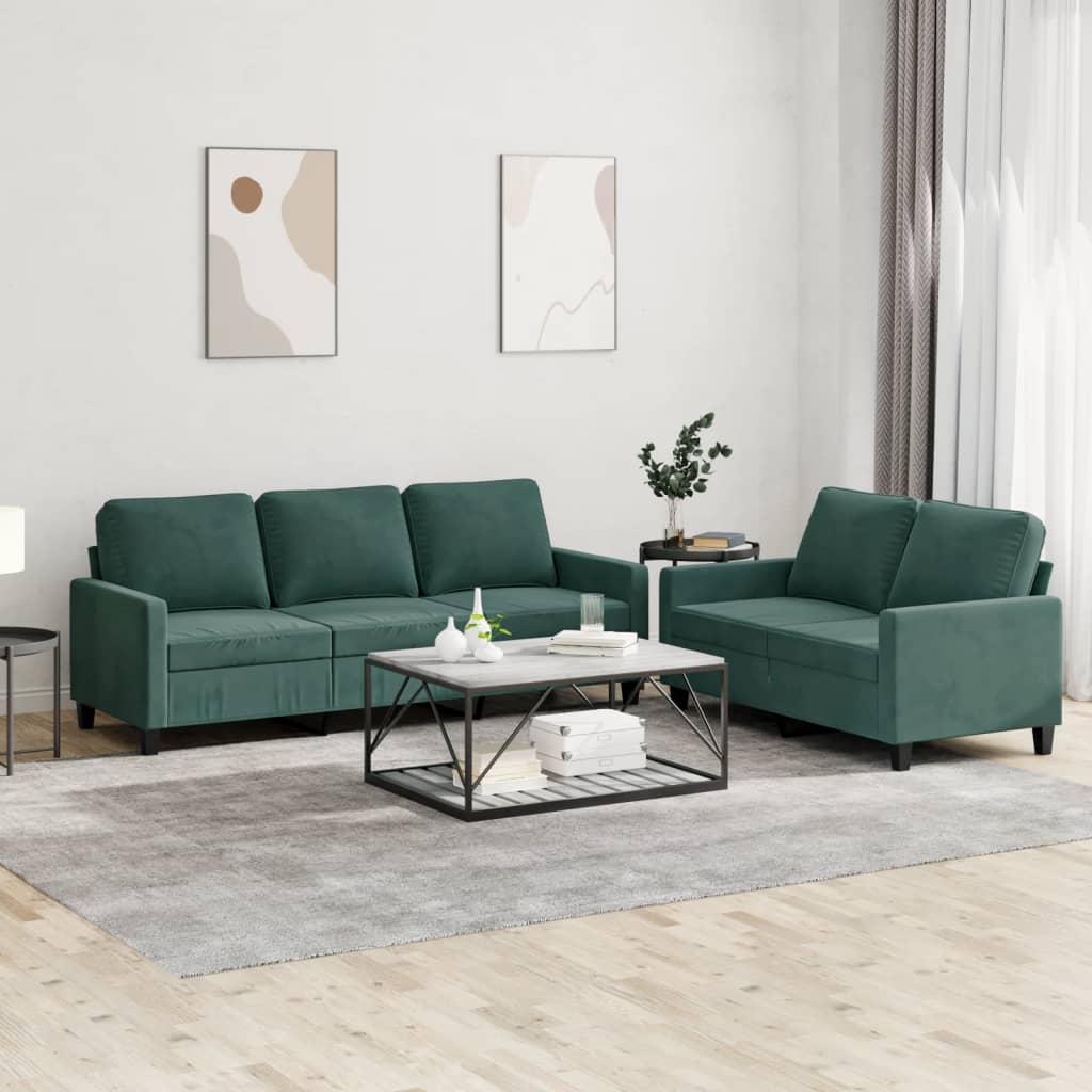 2-delige Loungeset met kussens fluweel donkergroen Banken | Creëer jouw Trendy Thuis | Gratis bezorgd & Retour | Trendy.nl