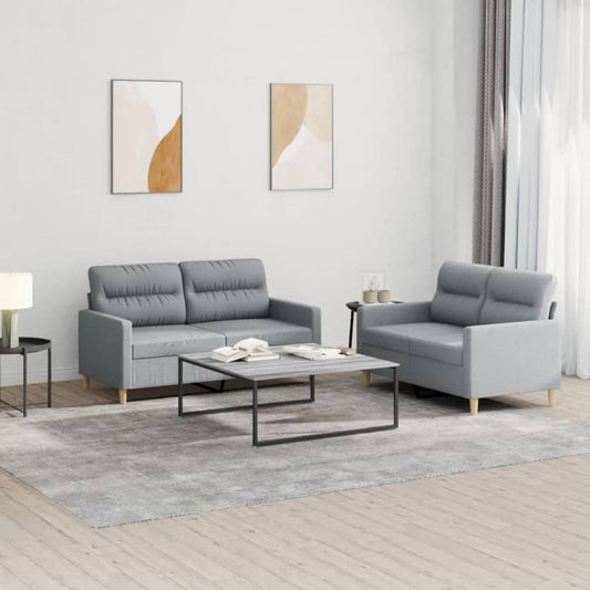 2-delige Loungeset met kussens stof lichtgrijs Banken | Creëer jouw Trendy Thuis | Gratis bezorgd & Retour | Trendy.nl