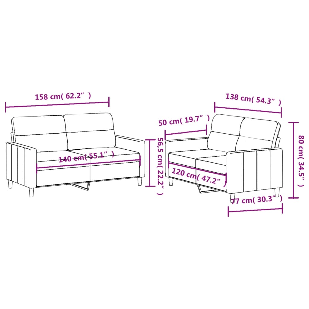 2-delige Loungeset met kussens stof bruin Banken | Creëer jouw Trendy Thuis | Gratis bezorgd & Retour | Trendy.nl