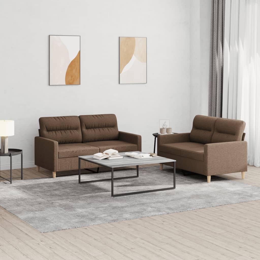 2-delige Loungeset met kussens stof bruin Banken | Creëer jouw Trendy Thuis | Gratis bezorgd & Retour | Trendy.nl