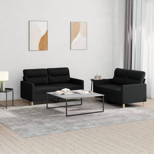 2-delige loungeset met kussens stof zwart Banken | Creëer jouw Trendy Thuis | Gratis bezorgd & Retour | Trendy.nl