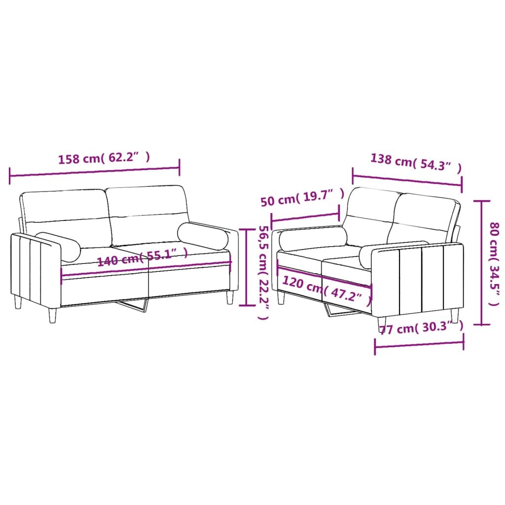 2-delige Loungeset met kussens stof lichtgrijs Banken | Creëer jouw Trendy Thuis | Gratis bezorgd & Retour | Trendy.nl