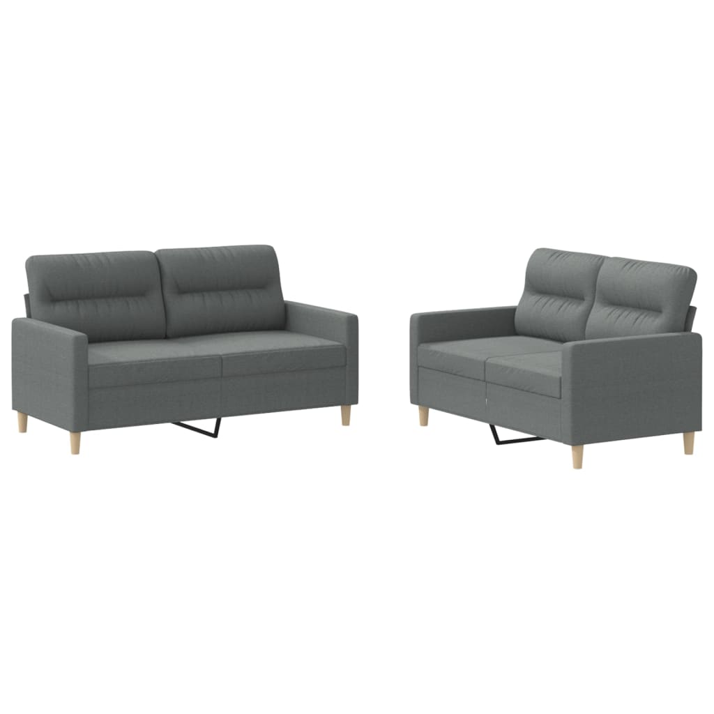 2-delige Loungeset met kussens stof donkergrijs Banken | Creëer jouw Trendy Thuis | Gratis bezorgd & Retour | Trendy.nl