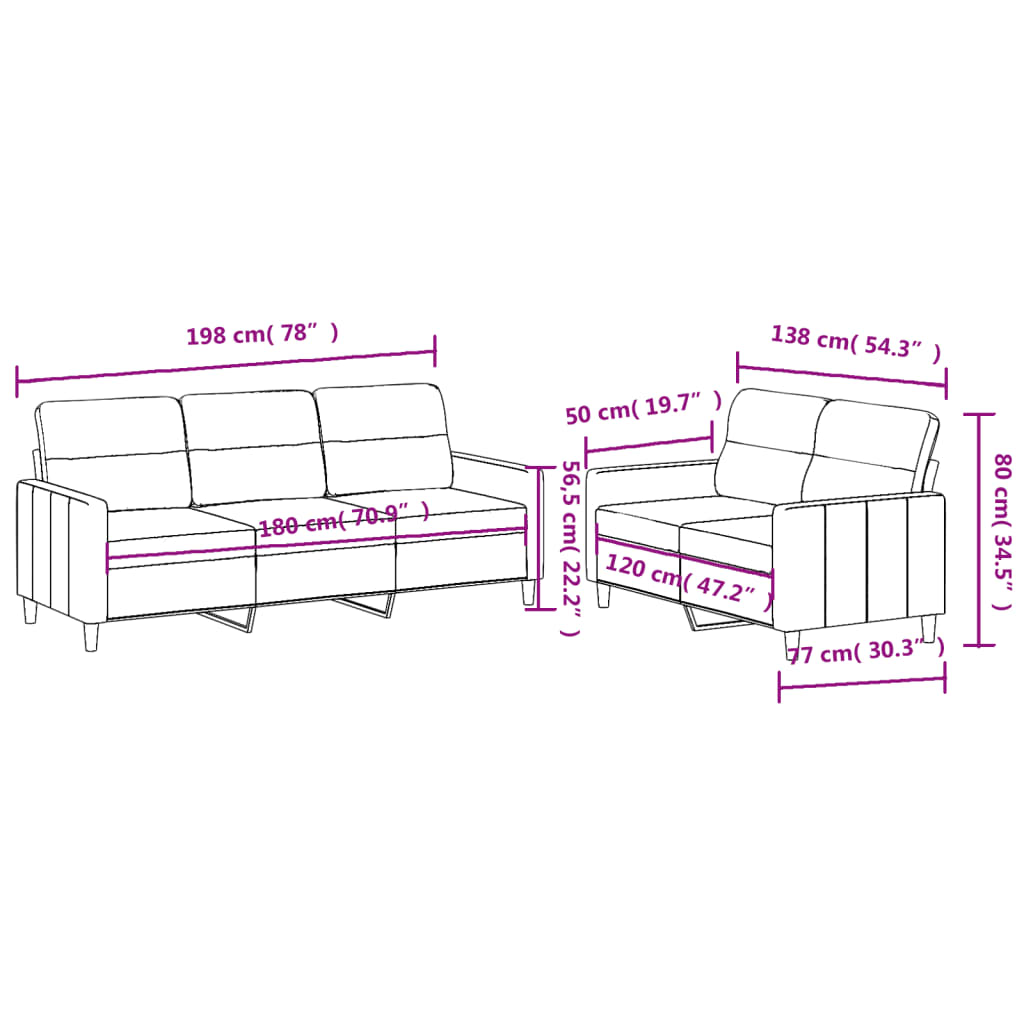 2-delige Loungeset met kussens stof donkergrijs Banken | Creëer jouw Trendy Thuis | Gratis bezorgd & Retour | Trendy.nl