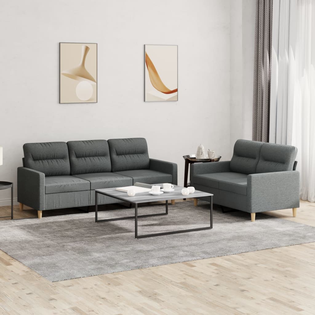 2-delige Loungeset met kussens stof donkergrijs Banken | Creëer jouw Trendy Thuis | Gratis bezorgd & Retour | Trendy.nl