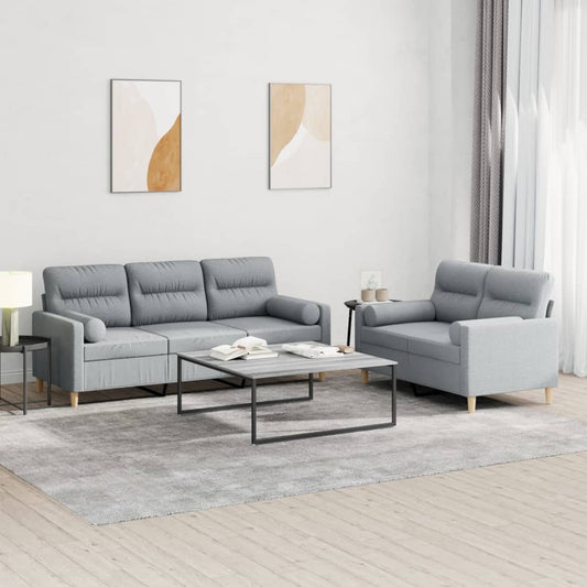 2-delige Loungeset met kussens stof lichtgrijs Banken | Creëer jouw Trendy Thuis | Gratis bezorgd & Retour | Trendy.nl