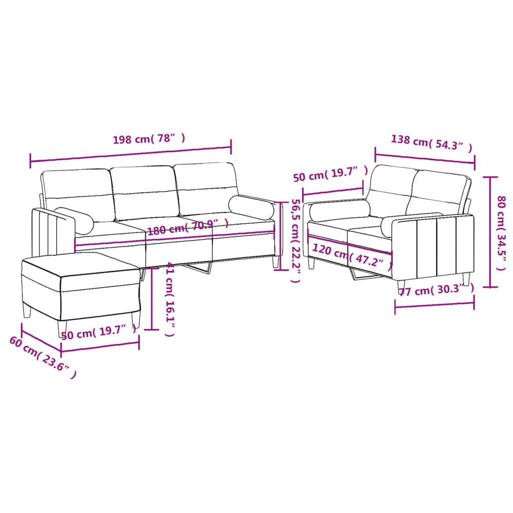 3-delige Loungeset met kussens stof lichtgeel Banken | Creëer jouw Trendy Thuis | Gratis bezorgd & Retour | Trendy.nl