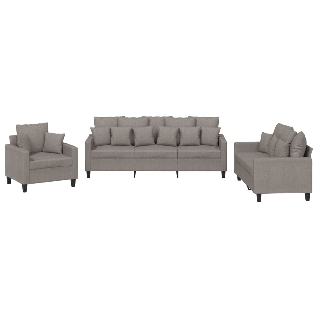 3-delige Loungeset met kussens stof taupe