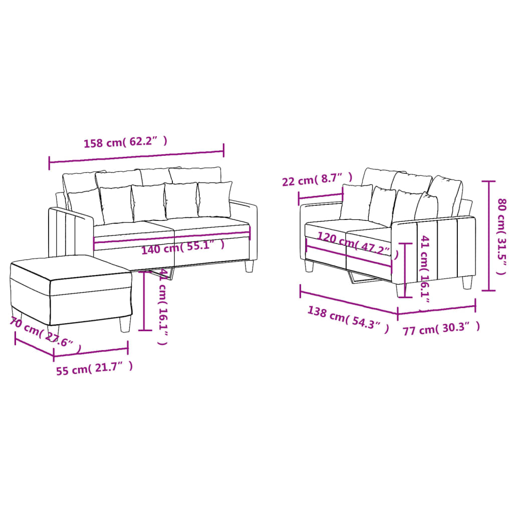 3-delige Loungeset met kussens stof lichtgeel Banken | Creëer jouw Trendy Thuis | Gratis bezorgd & Retour | Trendy.nl