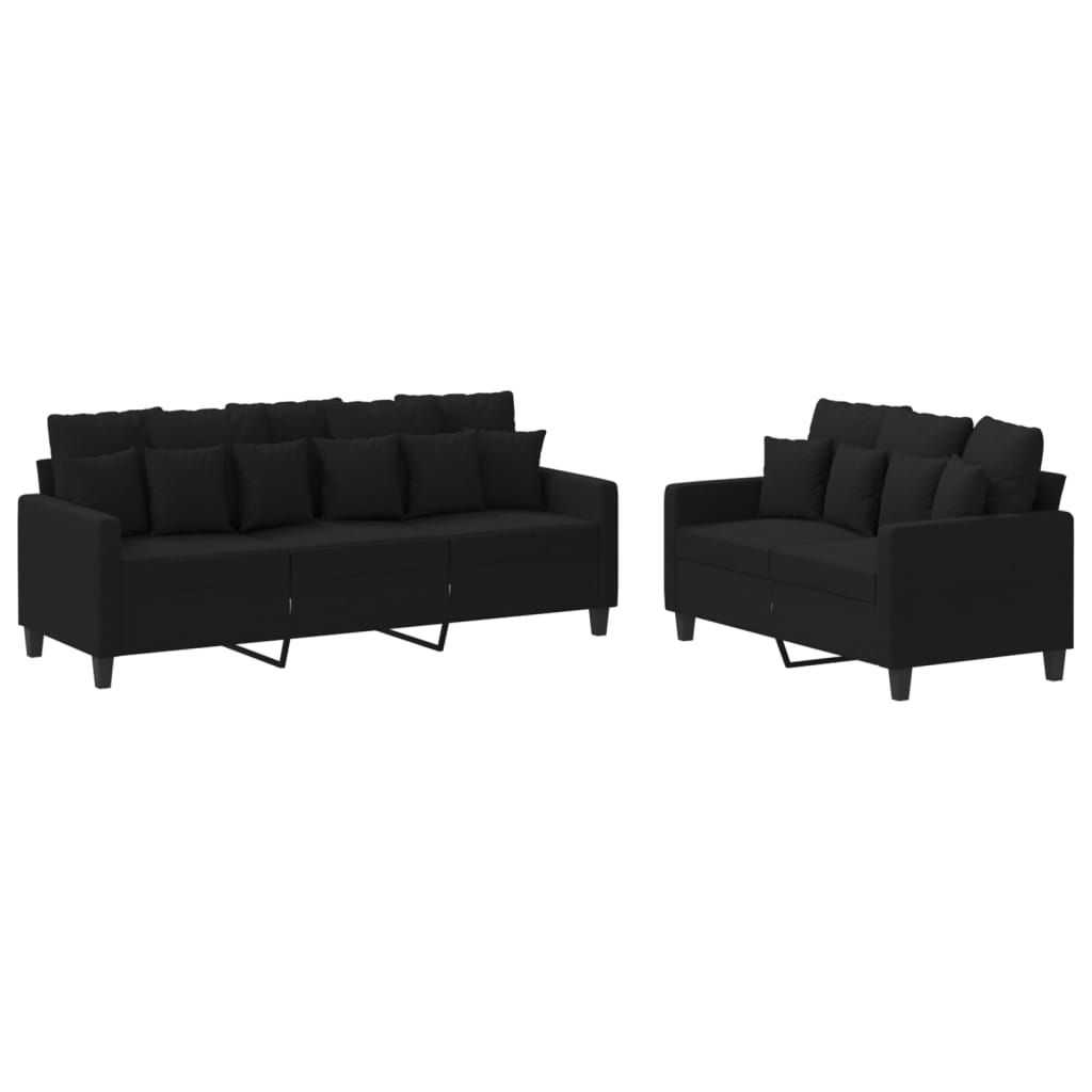 2-delige loungeset met kussens stof zwart Banken | Creëer jouw Trendy Thuis | Gratis bezorgd & Retour | Trendy.nl