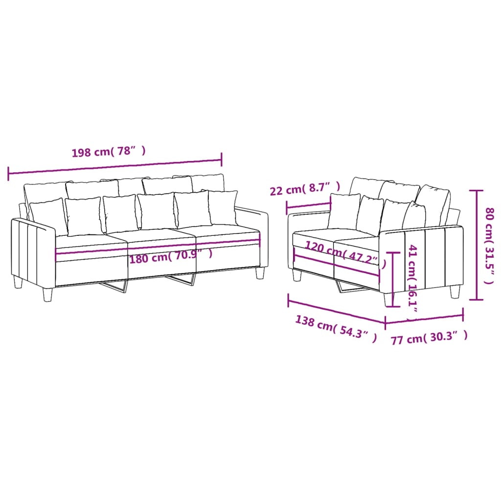 2-delige loungeset met kussens stof zwart Banken | Creëer jouw Trendy Thuis | Gratis bezorgd & Retour | Trendy.nl