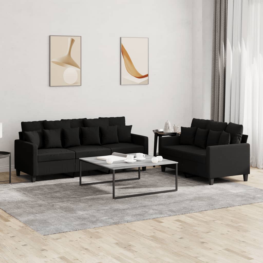 2-delige loungeset met kussens stof zwart Banken | Creëer jouw Trendy Thuis | Gratis bezorgd & Retour | Trendy.nl