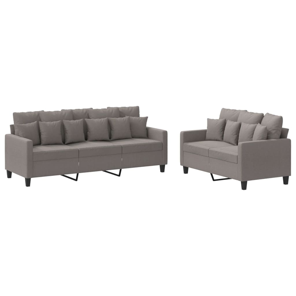 2-delige Loungeset met kussens stof taupe