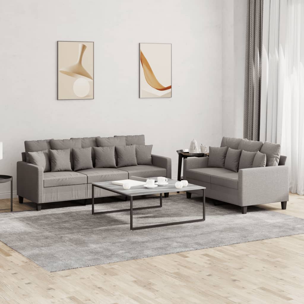 2-delige Loungeset met kussens stof taupe