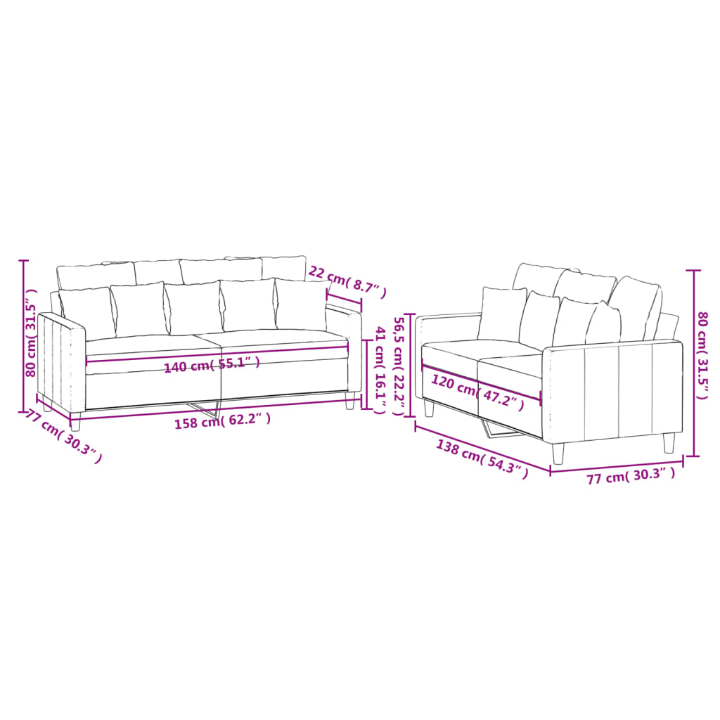 2-delige Loungeset met kussens fluweel crèmekleurig Banken | Creëer jouw Trendy Thuis | Gratis bezorgd & Retour | Trendy.nl