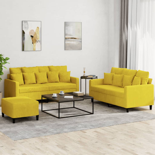 3-delige Loungeset met kussens fluweel geel Banken | Creëer jouw Trendy Thuis | Gratis bezorgd & Retour | Trendy.nl