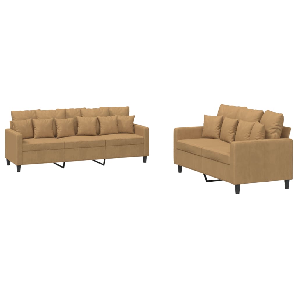 2-delige Loungeset met kussens fluweel bruin Banken | Creëer jouw Trendy Thuis | Gratis bezorgd & Retour | Trendy.nl