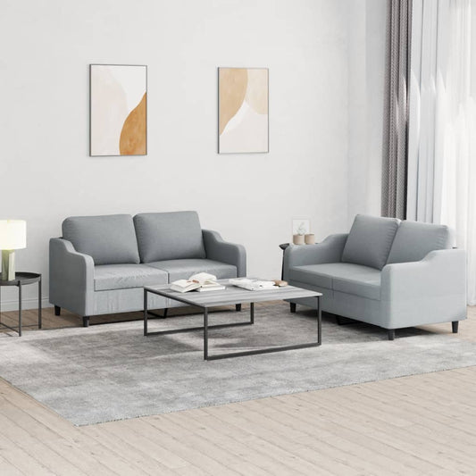 2-delige Loungeset met kussens stof lichtgrijs Banken | Creëer jouw Trendy Thuis | Gratis bezorgd & Retour | Trendy.nl