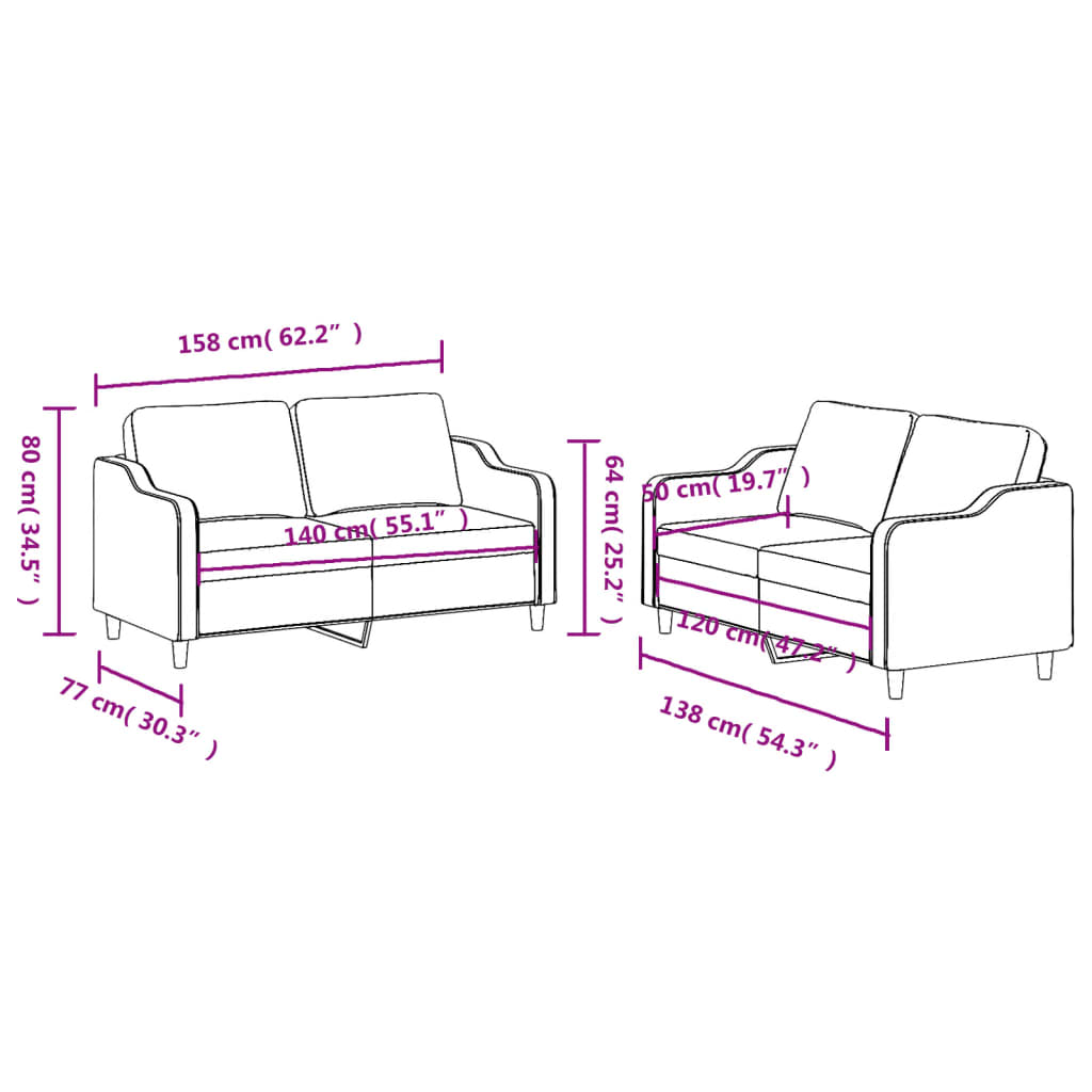 2-delige loungeset met kussens stof zwart Banken | Creëer jouw Trendy Thuis | Gratis bezorgd & Retour | Trendy.nl