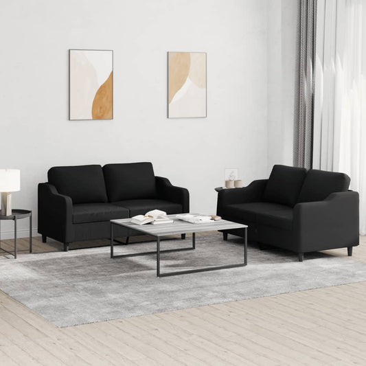 2-delige loungeset met kussens stof zwart Banken | Creëer jouw Trendy Thuis | Gratis bezorgd & Retour | Trendy.nl