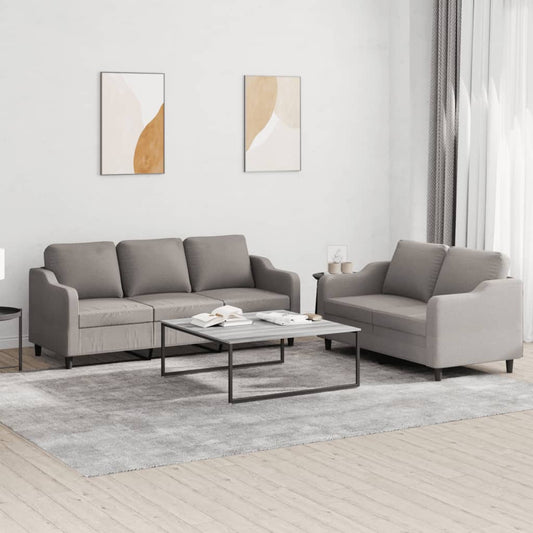 2-delige Loungeset met kussens stof taupe Banken | Creëer jouw Trendy Thuis | Gratis bezorgd & Retour | Trendy.nl