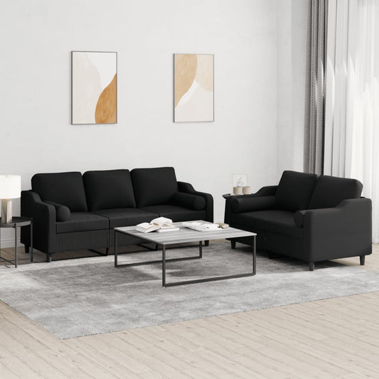 2-delige Loungeset met kussens stof zwart Banken | Creëer jouw Trendy Thuis | Gratis bezorgd & Retour | Trendy.nl