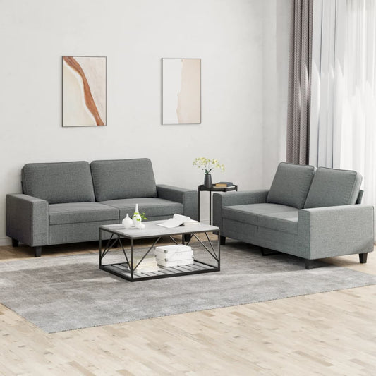 2-delige Loungeset stof donkergrijs Banken | Creëer jouw Trendy Thuis | Gratis bezorgd & Retour | Trendy.nl