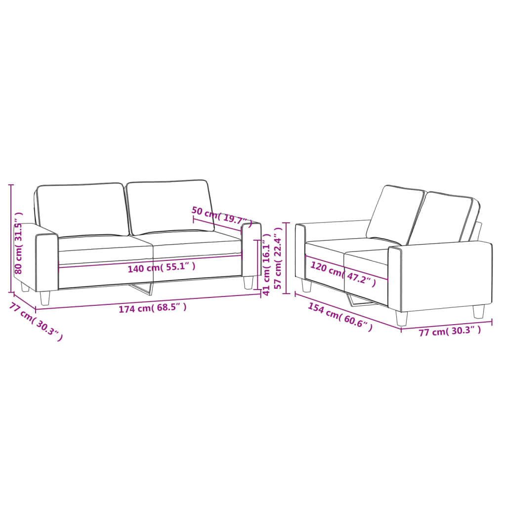 2-delige Loungeset stof bruin Banken | Creëer jouw Trendy Thuis | Gratis bezorgd & Retour | Trendy.nl