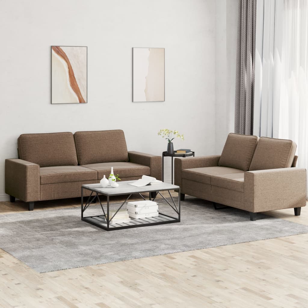 2-delige Loungeset stof bruin Banken | Creëer jouw Trendy Thuis | Gratis bezorgd & Retour | Trendy.nl