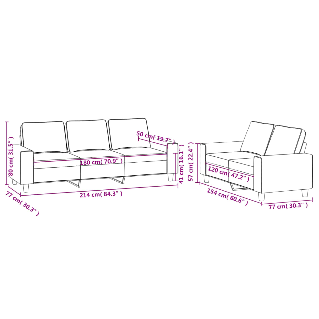 2-delige Loungeset stof lichtgrijs Banken | Creëer jouw Trendy Thuis | Gratis bezorgd & Retour | Trendy.nl