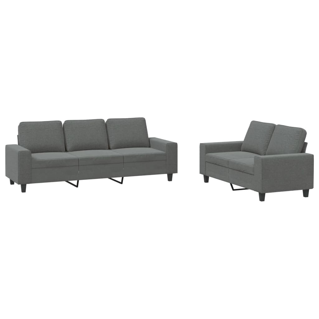 2-delige Loungeset stof donkergrijs Banken | Creëer jouw Trendy Thuis | Gratis bezorgd & Retour | Trendy.nl