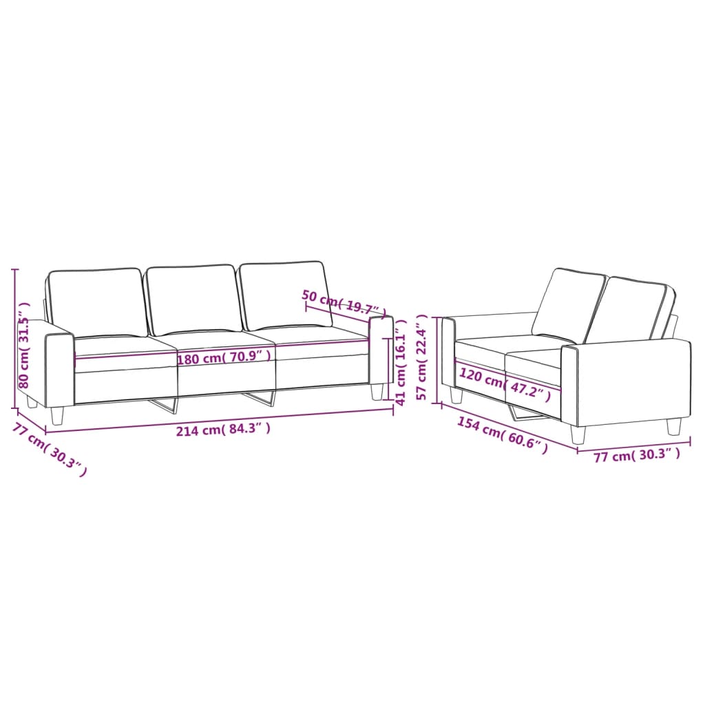 2-delige Loungeset stof donkergrijs Banken | Creëer jouw Trendy Thuis | Gratis bezorgd & Retour | Trendy.nl