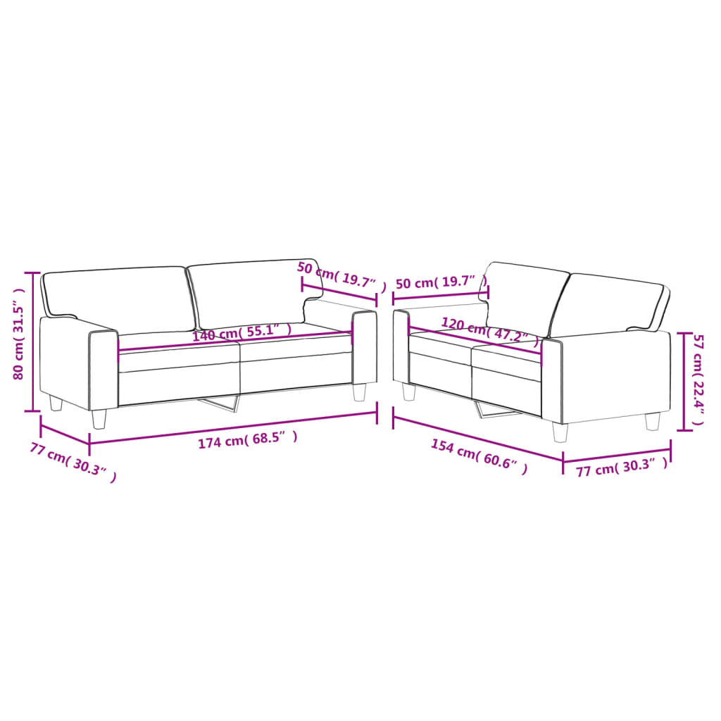 2-delige Loungeset kunstleer zwart Banken | Creëer jouw Trendy Thuis | Gratis bezorgd & Retour | Trendy.nl