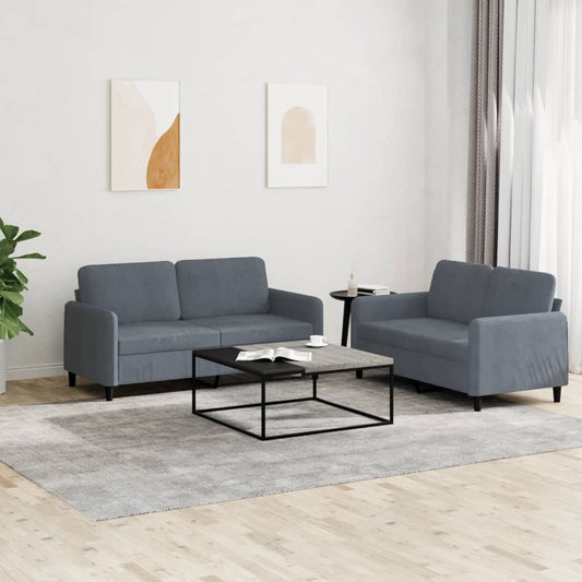 2-delige Loungeset fluweel donkergrijs Banken | Creëer jouw Trendy Thuis | Gratis bezorgd & Retour | Trendy.nl