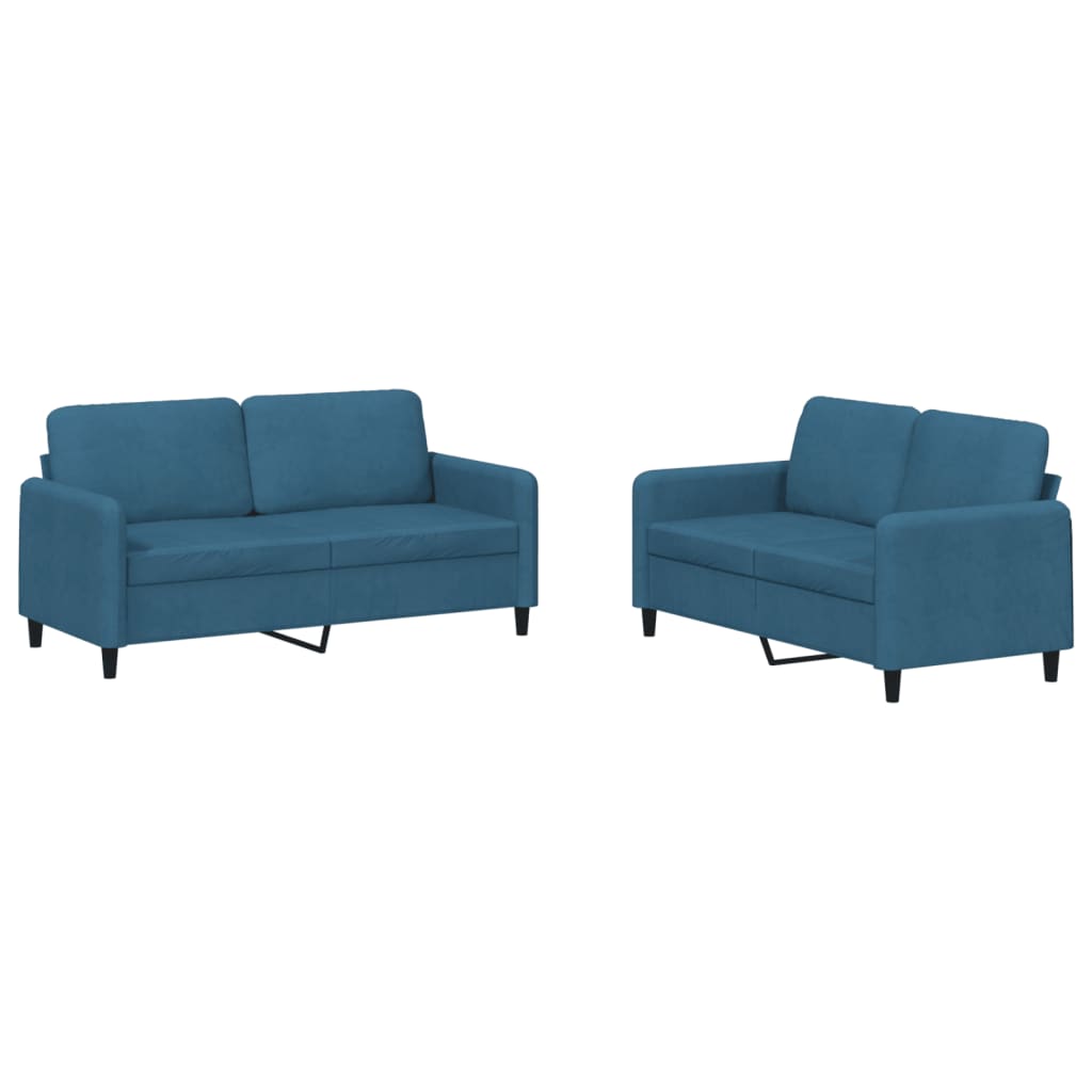 2-delige Loungeset fluweel blauw