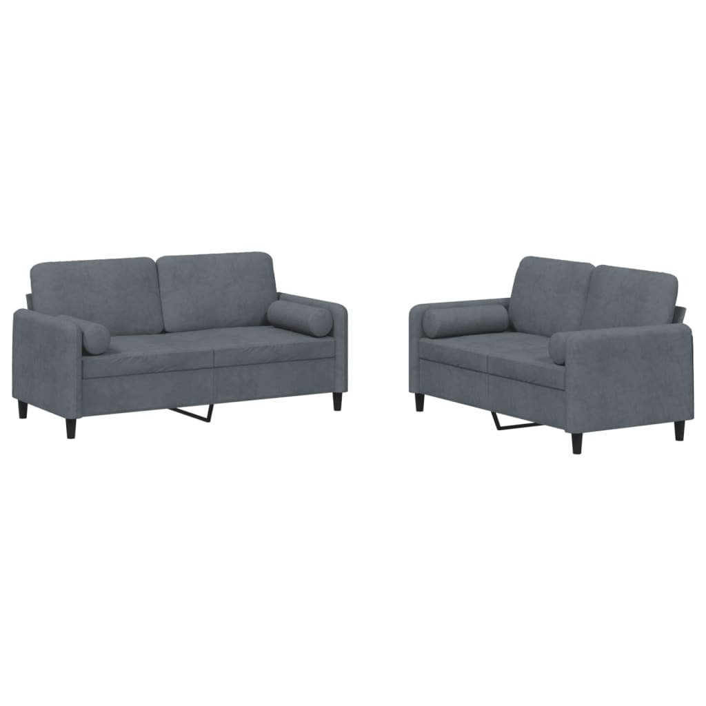 2-delige Loungeset met kussens fluweel donkergrijs Banken | Creëer jouw Trendy Thuis | Gratis bezorgd & Retour | Trendy.nl