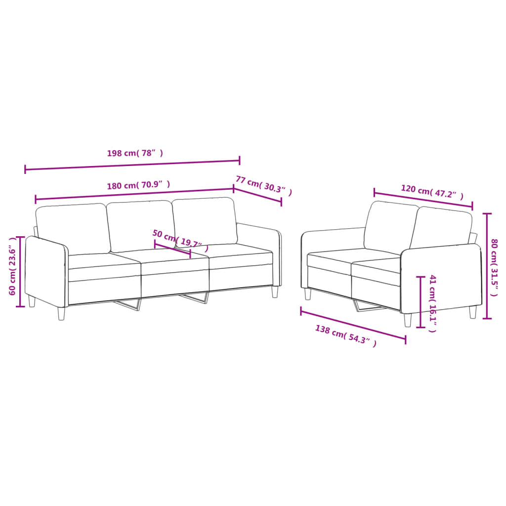 2-delige Loungeset fluweel bruin