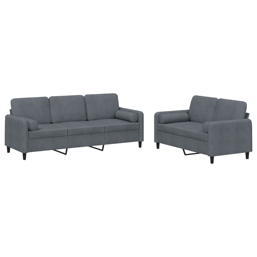 2-delige Loungeset met kussens fluweel donkergrijs Banken | Creëer jouw Trendy Thuis | Gratis bezorgd & Retour | Trendy.nl