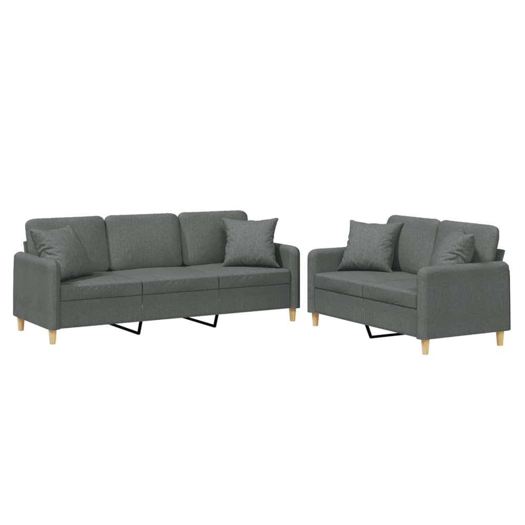 2-delige Loungeset met kussens stof donkergrijs