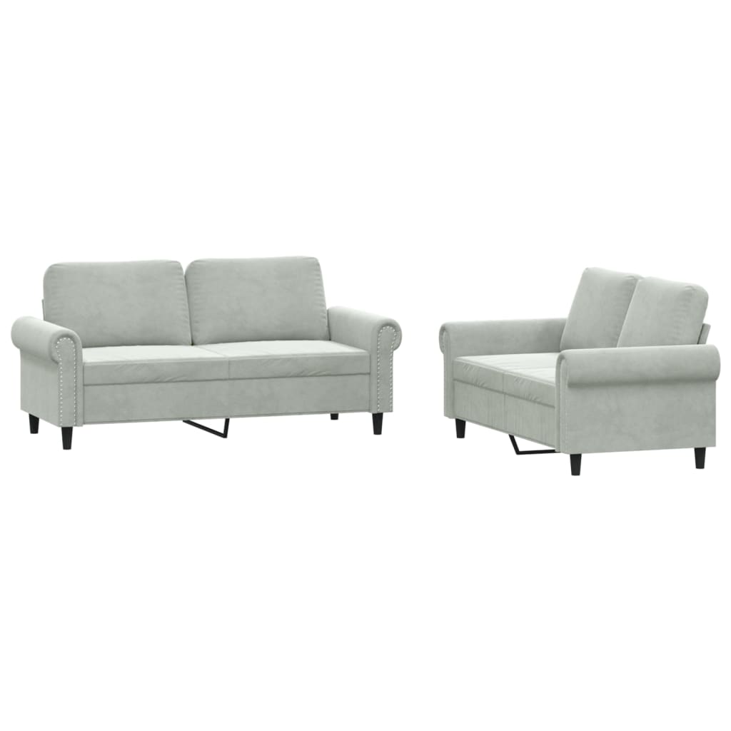 2-delige Loungeset met kussens fluweel lichtgrijs Banken | Creëer jouw Trendy Thuis | Gratis bezorgd & Retour | Trendy.nl