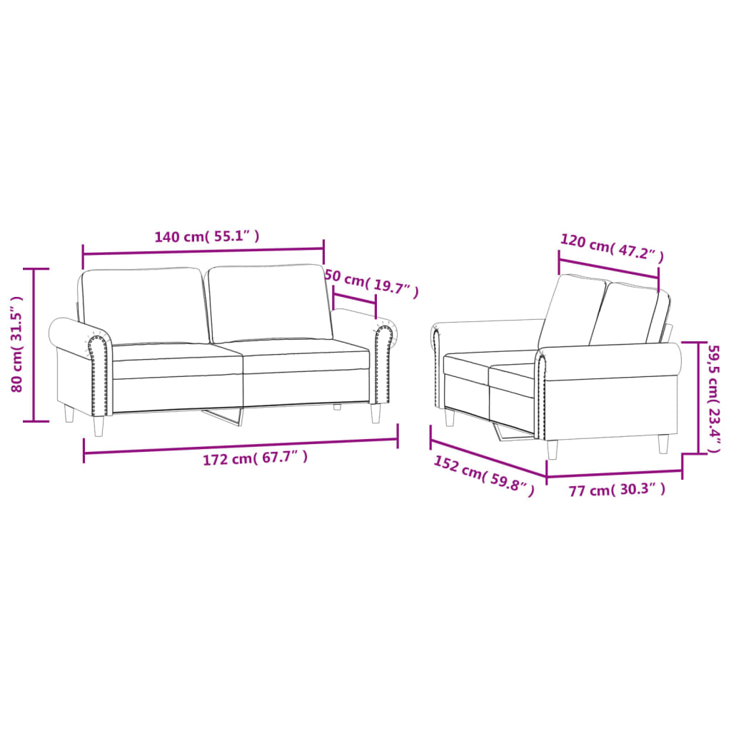 2-delige Loungeset met kussens fluweel lichtgrijs Banken | Creëer jouw Trendy Thuis | Gratis bezorgd & Retour | Trendy.nl