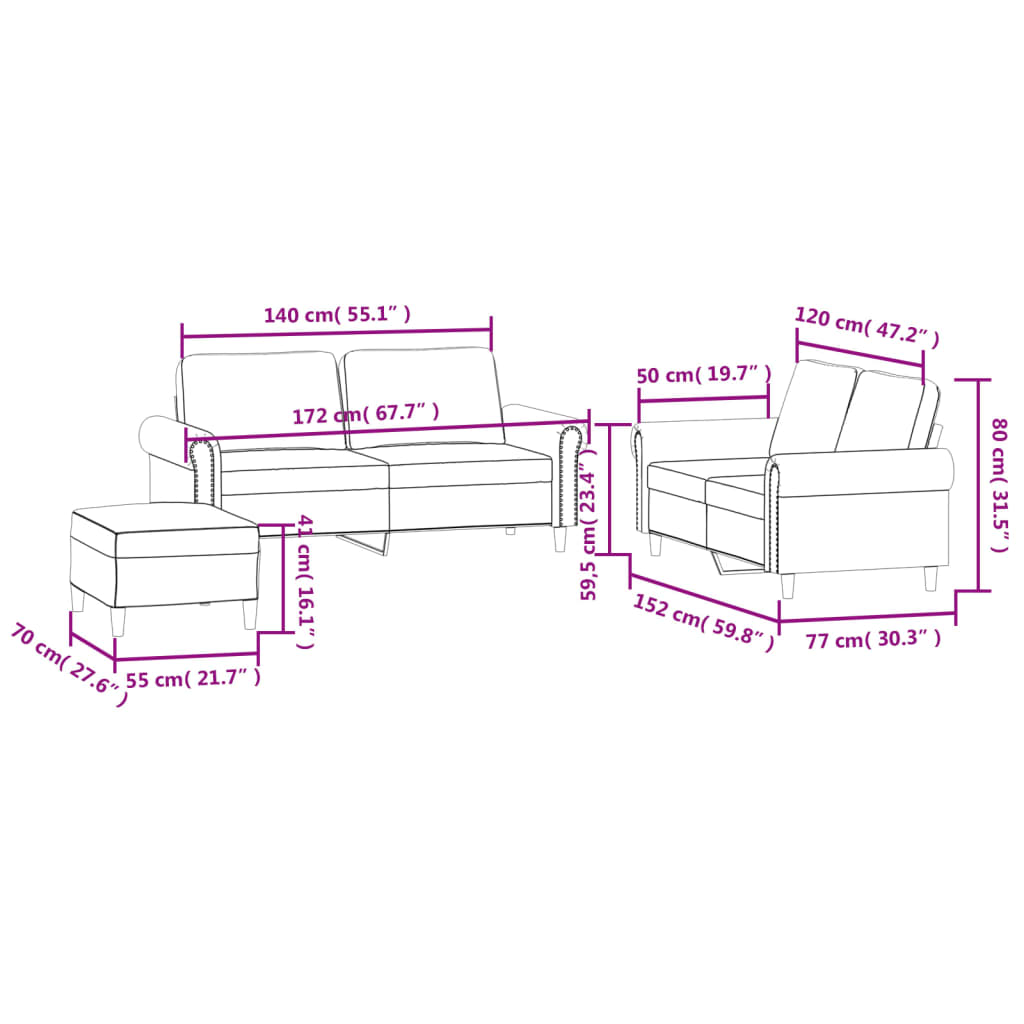 3-delige Loungeset met kussens fluweel lichtgrijs Banken | Creëer jouw Trendy Thuis | Gratis bezorgd & Retour | Trendy.nl