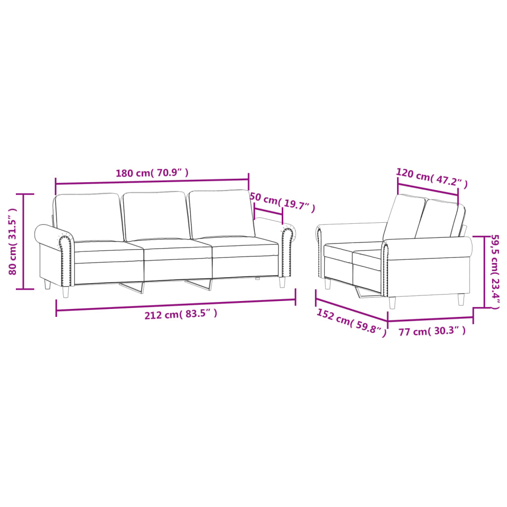 2-delige Loungeset met kussens fluweel lichtgrijs Banken | Creëer jouw Trendy Thuis | Gratis bezorgd & Retour | Trendy.nl