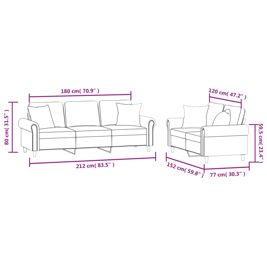 2-delige Loungeset met kussens fluweel donkergrijs Banken | Creëer jouw Trendy Thuis | Gratis bezorgd & Retour | Trendy.nl