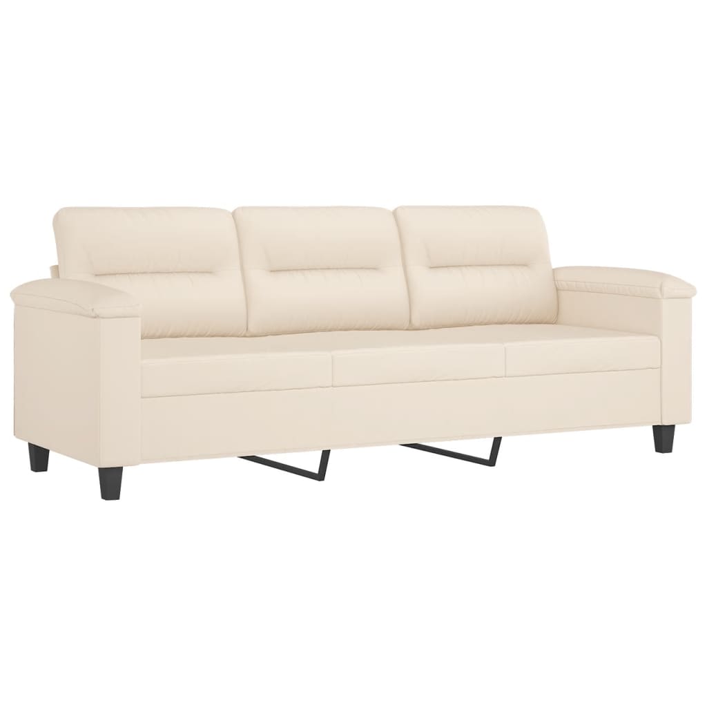 3-delige Loungeset met kussens microvezelstof beige