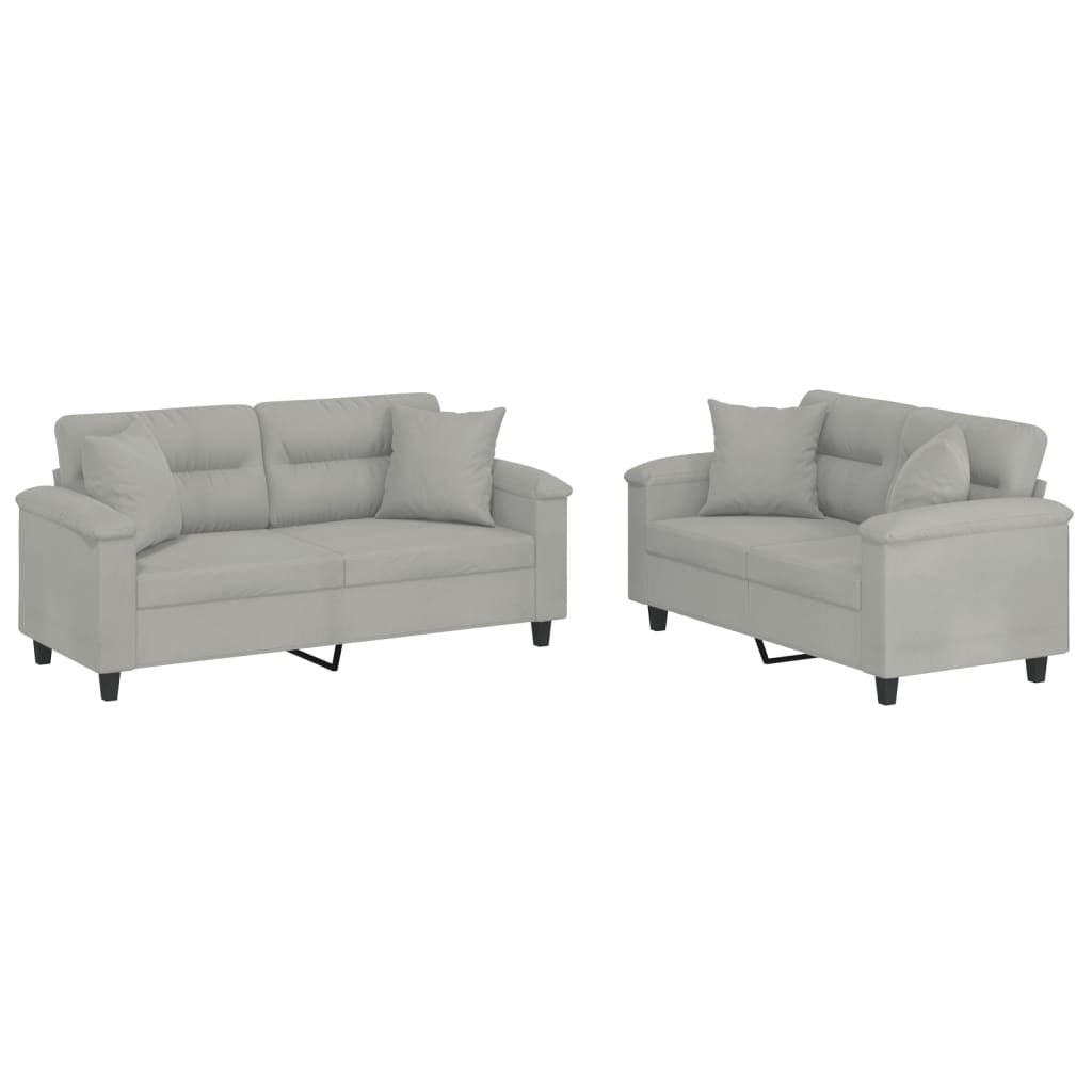 2-delige Loungeset met kussens microvezelstof lichtgrijs Banken | Creëer jouw Trendy Thuis | Gratis bezorgd & Retour | Trendy.nl