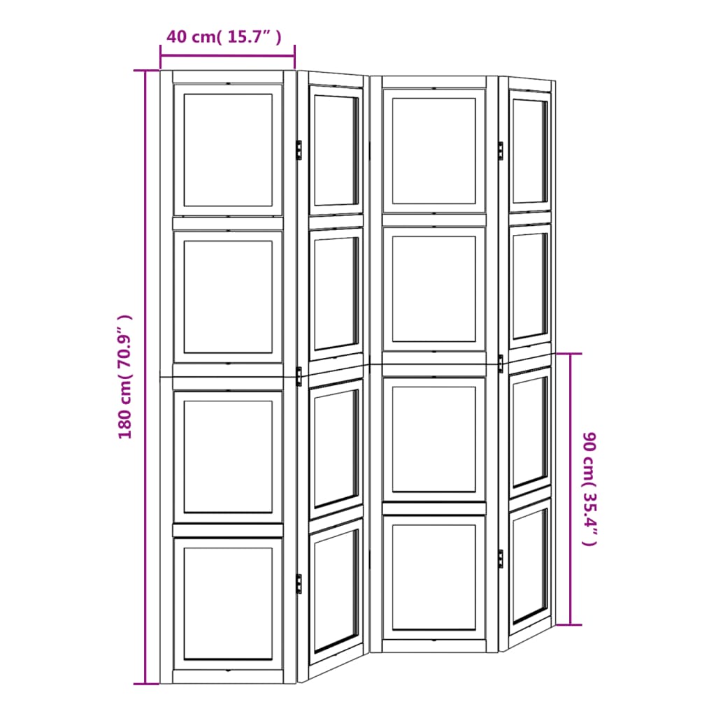 Kamerscherm met 4 panelen massief paulowniahout wit Kamerschermen | Creëer jouw Trendy Thuis | Gratis bezorgd & Retour | Trendy.nl