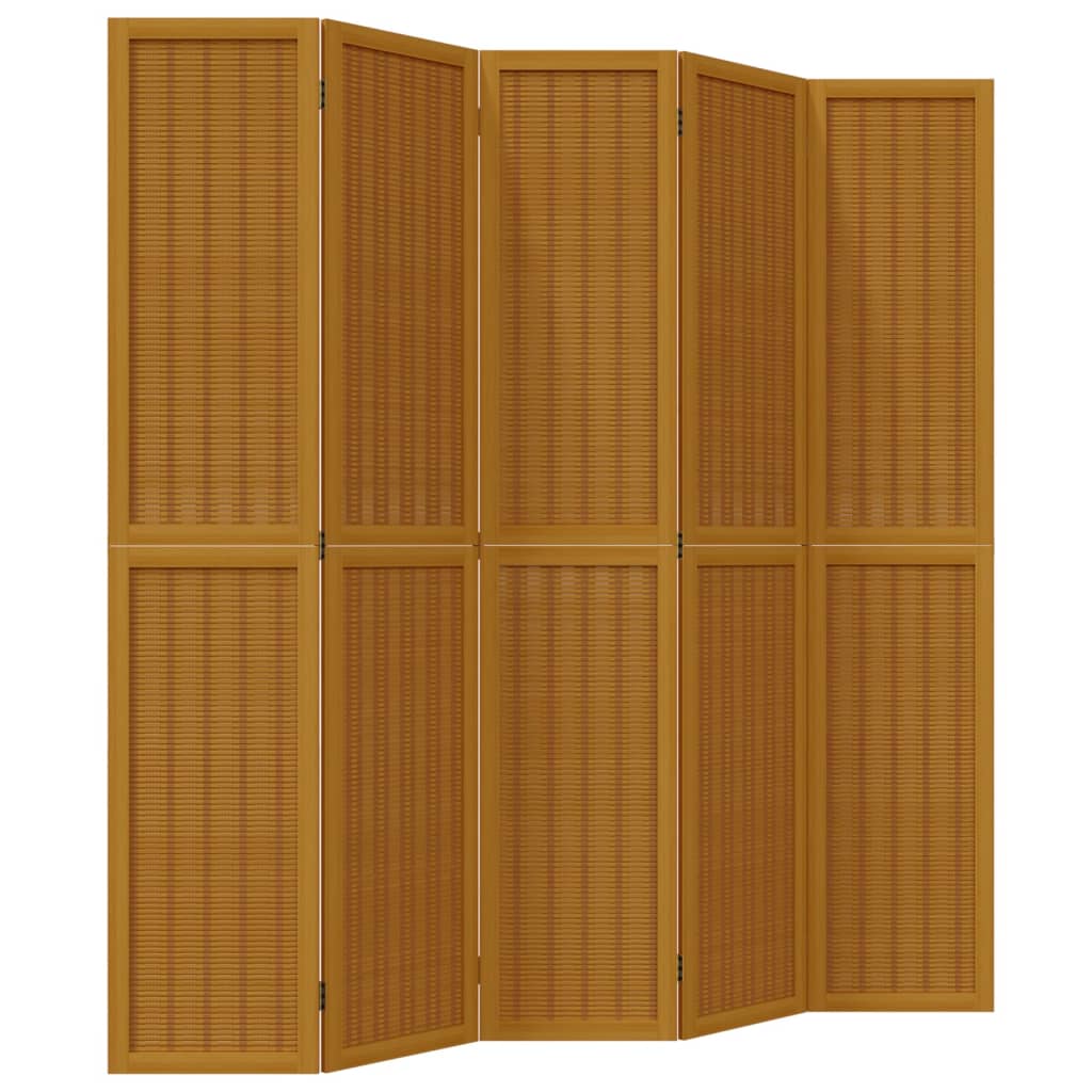 Kamerscherm met 5 panelen massief paulowniahout bruin