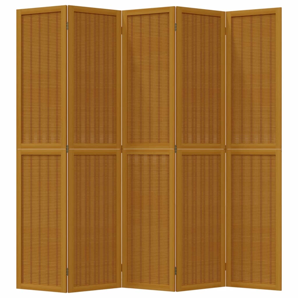 Kamerscherm met 5 panelen massief paulowniahout bruin