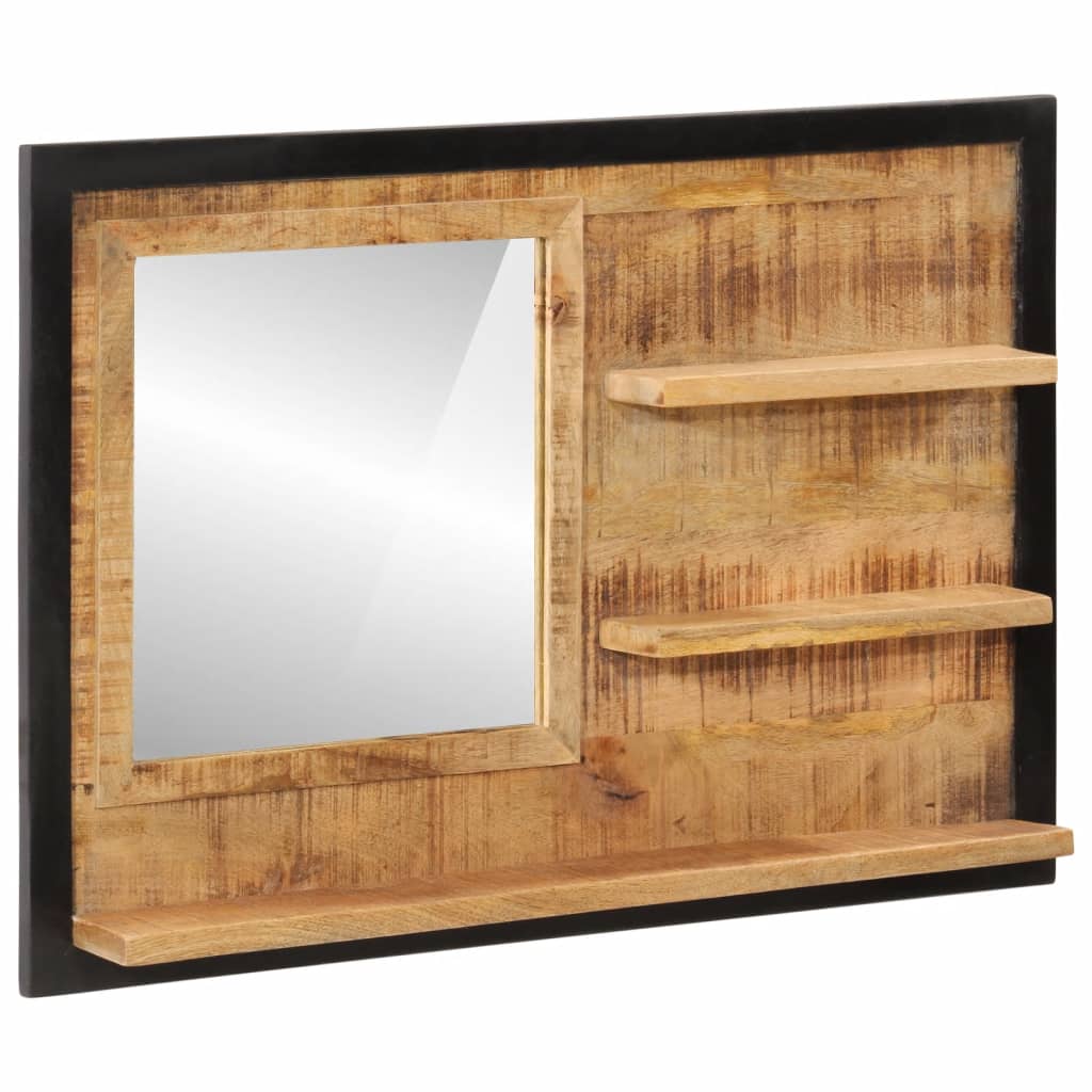 Spiegel met schappen 80x8x55 cm glas en massief mangohout Spiegels | Creëer jouw Trendy Thuis | Gratis bezorgd & Retour | Trendy.nl